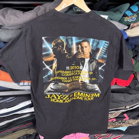 Jay-Z Eminem Home and Home Tour 2010 Black Graphic T-Shirt Mens Large band tee - Picture 3 of 5